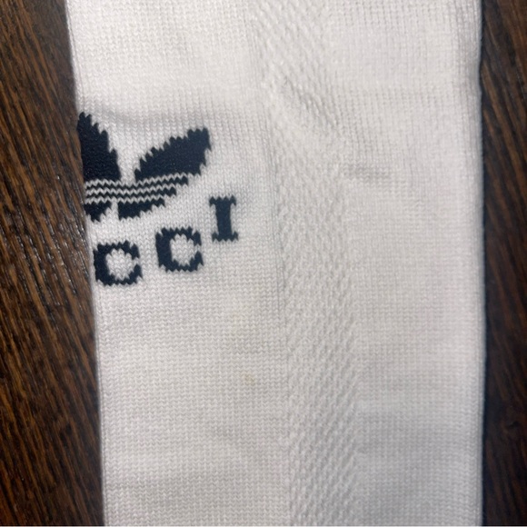 Gucci x Adidas Logo Knee Sock White & Black Men Sz S, M, L Authentic Made Italy - Picture 3 of 7